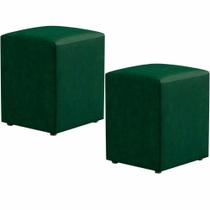 Kit 02 Puffs Quadrado L02 Decorativo Facto Verde - Lyam Decor