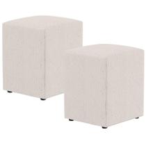 Kit 02 Puffs Quadrado L02 Decorativo Linho Cru - Lyam Decor