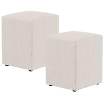 Kit 02 Puffs Quadrado L02 Decorativo Linho Cru - Lyam Decor