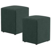 Kit 02 Puffs Quadrado L02 Linho Verde