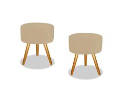 Kit 02 Puffs Redondo Luxo Suede Pés Palito Decorativo Bela Kit 02 Puffs Redondo Luxo Suede Pés Palito Decorativo Bela