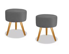 Kit 02 Puffs Redondo Luxo Suede Pés Palito Decorativo Bela