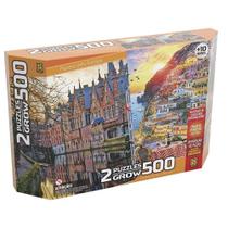 Kit 02 Quebra-Cabeça Puzzle 500 Peças - Passeio Pela Europa