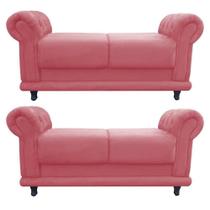 Kit 02 Recamier Barcelona Namoradeira Calçadeira Suede Rose