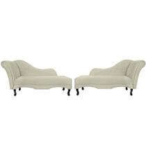 Kit 02 Recamier Namoradeira Divã Lado Direito e Esquerdo Olivia Suede Bege - DS Estofados
