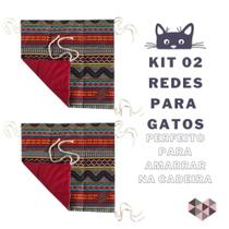 Kit 02 Redes Para Gatos de Amarrar na Cadeira Etnica Vinho - Casa Com Amor