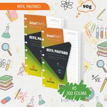 Kit 02 Refil Pautado para Caderno de Discos 200 Folhas 140x200mm Papel 90g