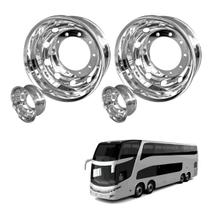 Kit 02 Rodas de Aluminio Polimento Interno P/Onibus 22,5 x 8,25