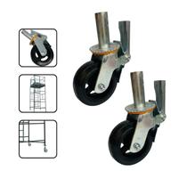 Kit 02 Rodizio Para Andaime Roda De Borracha Ferro Giratório