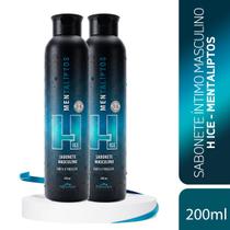 Kit 02 Sabonete Íntimo Higiene Masculina H Ice Refrescante Elimina Odor e Coceira 200ml