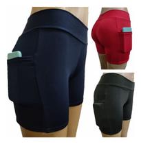 Kit 02 Shorts Curto Academia Com Bolso/celular Suplex