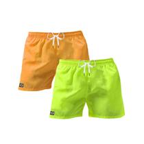 Kit 02 Shorts Praia Mauricinho Neon Verde Laranja