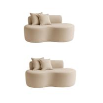 Kit 02 Sofá Decorativo Curvo Orgânico Nature Gaia Boucle Bege - Montanaris Decor Kit 02 Sofá Decorativo Curvo Orgânico Nature Gaia Boucle Bege - Montanaris Decor