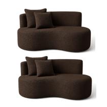 Kit 02 Sofá Decorativo Curvo Orgânico Nature Gaia Boucle Marrom - Montanaris Decor Kit 02 Sofá Decorativo Curvo Orgânico Nature Gaia Boucle Marrom - Montanaris Decor