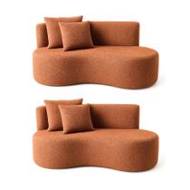 Kit 02 Sofá Decorativo Curvo Orgânico Nature Gaia Boucle Terracota - Montanaris Decor Kit 02 Sofá Decorativo Curvo Orgânico Nature Gaia Boucle Terracota - Montanaris Decor