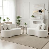 Kit 02 Sofá Decorativo Curvo Orgânico Nature Gaia Suede Branco - Montanaris Decor Kit 02 Sofá Decorativo Curvo Orgânico Nature Gaia Suede Branco - Montanaris Decor