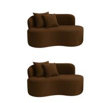 Kit 02 Sofá Decorativo Curvo Orgânico Nature Gaia Suede Marrom - Montanaris Decor Kit 02 Sofá Decorativo Curvo Orgânico Nature Gaia Suede Marrom - Montanaris Decor