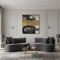 Kit 02 Sofá Decorativo Curvo Orgânico Nature Gaia Veludo Veludo Cinza - Montanaris Decor Kit 02 Sofá Decorativo Curvo Orgânico Nature Gaia Veludo Veludo Cinza - Montanaris Decor