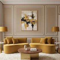 Kit 02 Sofá Decorativo Curvo Orgânico Nature Gaia Veludo Veludo Mostarda - Montanaris Decor