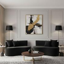 Kit 02 Sofá Decorativo Curvo Orgânico Nature Gaia Veludo Veludo Preto - Montanaris Decor Kit 02 Sofá Decorativo Curvo Orgânico Nature Gaia Veludo Veludo Preto - Montanaris Decor