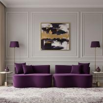 Kit 02 Sofá Decorativo Curvo Orgânico Nature Gaia Veludo Veludo Roxo - Montanaris Decor Kit 02 Sofá Decorativo Curvo Orgânico Nature Gaia Veludo Veludo Roxo - Montanaris Decor