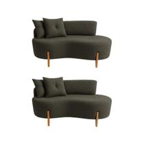 Kit 02 Sofá Orgânico 2 Lugares C/2 Almofadas Curvo Sala Recepção Luna Boucle Cinza Escuro - Montanaris Decor Kit 02 Sofá Orgânico 2 Lugares C/2 Almofadas Curvo Sala Recepção Luna Boucle Cinza Escuro - Montanaris Decor