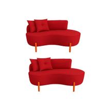 Kit 02 Sofá Orgânico 2 Lugares C/2 Almofadas Curvo Sala Recepção Luna Veludo Vermelho - Montanaris Decor Kit 02 Sofá Orgânico 2 Lugares C/2 Almofadas Curvo Sala Recepção Luna Veludo Vermelho - Montanaris Decor