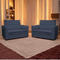 Kit 02 Sofás 2 Lugares Namoradeira Marrocos 1,40m Sala De Tv Estar Recepção Suede Azul Marinho Mabe Magazine Kit 02 Sofás 2 Lugares Namoradeira Marrocos 1,40m Sala De Tv Estar Recepção Suede Azul Marinho Mabe Magazine
