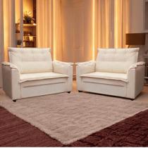 Kit 02 Sofás 2 Lugares Namoradeira Marrocos 1,40m Sala de TV Estar Recepção Suede Bege MABE MAGAZINE