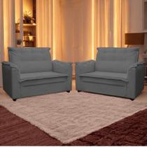 Kit 02 Sofás 2 Lugares Namoradeira Marrocos 1,40m Sala De Tv Estar Recepção Suede Cinza Mabe Magazine Kit 02 Sofás 2 Lugares Namoradeira Marrocos 1,40m Sala De Tv Estar Recepção Suede Cinza Mabe Magazine