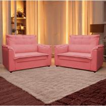 Kit 02 Sofás 2 Lugares Namoradeira Marrocos 1,40m Sala De Tv Estar Recepção Suede Rose Mabe Magazine
