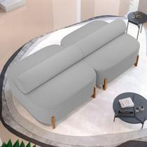 Kit 02 Sofás Ilha Orgânico Living Closet Evo 125cm 02 Lugares Bouclê Cinza Claro - Desk Design Kit 02 Sofás Ilha Orgânico Living Closet Evo 125cm 02 Lugares Bouclê Cinza Claro - Desk Design