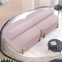 Kit 02 Sofás Ilha Orgânico Living Closet Evo 125cm 02 Lugares Bouclê Rosê - Desk Design Kit 02 Sofás Ilha Orgânico Living Closet Evo 125cm 02 Lugares Bouclê Rosê - Desk Design