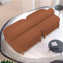 Kit 02 Sofás Ilha Orgânico Living Closet Evo 125cm 02 Lugares Bouclê Terracota - Desk Design