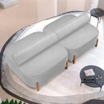 Kit 02 Sofás Ilha Orgânico Living Closet Evo 125cm 02 Lugares Veludo Cinza Claro - Abmaza