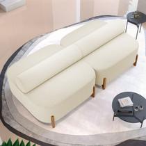 Kit 02 Sofás Ilha Orgânico Living Evo 125cm 02 Lugares Bouclê Bege - Desk Design Kit 02 Sofás Ilha Orgânico Living Evo 125cm 02 Lugares Bouclê Bege - Desk Design