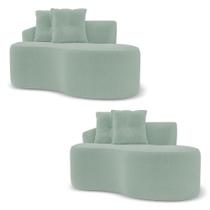 Kit 02 Sofás Living Bob 2 Lugares 145CM Verde Menta Bouclê Abmaza Kit 02 Sofás Living Bob 2 Lugares 145CM Verde Menta Bouclê Abmaza