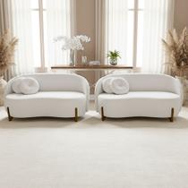 Kit 02 Sofás Orgânicos 2 Lugares C/2 Almofadas Curvo Sala Recepção Amsterdã Boucle Branco - Montanari's Decor Kit 02 Sofás Orgânicos 2 Lugares C/2 Almofadas Curvo Sala Recepção Amsterdã Boucle Branco - Montanari's Decor