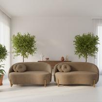 Kit 02 Sofás Orgânicos 2 Lugares C/2 Almofadas Curvo Sala Recepção Amsterdã Boucle Cappuccino - Montanari's Decor Kit 02 Sofás Orgânicos 2 Lugares C/2 Almofadas Curvo Sala Recepção Amsterdã Boucle Cappuccino - Montanari's Decor