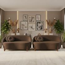 Kit 02 Sofás Orgânicos 2 Lugares C/2 Almofadas Curvo Sala Recepção Amsterdã Boucle Marrom - Montanari's Decor Kit 02 Sofás Orgânicos 2 Lugares C/2 Almofadas Curvo Sala Recepção Amsterdã Boucle Marrom - Montanari's Decor