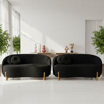 Kit 02 Sofás Orgânicos 2 Lugares C/2 Almofadas Curvo Sala Recepção Amsterdã Boucle Preto - Montanari's Decor Kit 02 Sofás Orgânicos 2 Lugares C/2 Almofadas Curvo Sala Recepção Amsterdã Boucle Preto - Montanari's Decor