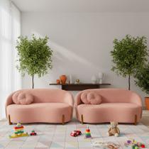 Kit 02 Sofás Orgânicos 2 Lugares C/2 Almofadas Curvo Sala Recepção Amsterdã Boucle Rosa - Montanari's Decor Kit 02 Sofás Orgânicos 2 Lugares C/2 Almofadas Curvo Sala Recepção Amsterdã Boucle Rosa - Montanari's Decor