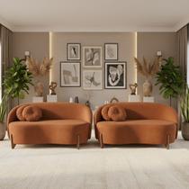 Kit 02 Sofás Orgânicos 2 Lugares C/2 Almofadas Curvo Sala Recepção Amsterdã Boucle Terracota - Montanari's Decor Kit 02 Sofás Orgânicos 2 Lugares C/2 Almofadas Curvo Sala Recepção Amsterdã Boucle Terracota - Montanari's Decor