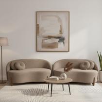 Kit 02 Sofás Orgânicos 2 Lugares C/2 Almofadas Curvo Sala Recepção Amsterdã Suede Cappuccino - Montanari's Decor