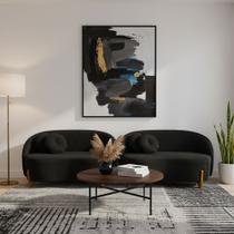 Kit 02 Sofás Orgânicos 2 Lugares C/2 Almofadas Curvo Sala Recepção Amsterdã Suede Preto - Montanari's Decor