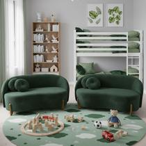 Kit 02 Sofás Orgânicos 2 Lugares C/2 Almofadas Curvo Sala Recepção Amsterdã Veludo Verde - Montanari's Decor Kit 02 Sofás Orgânicos 2 Lugares C/2 Almofadas Curvo Sala Recepção Amsterdã Veludo Verde - Montanari's Decor
