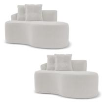 Kit 02 Sofás Orgânicos Living Bob 145cm 02 Lugares com 02 Almofadas Bouclê Off White - Desk Design Kit 02 Sofás Orgânicos Living Bob 145cm 02 Lugares com 02 Almofadas Bouclê Off White - Desk Design