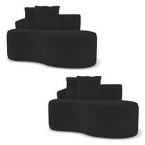 Kit 02 Sofás Orgânicos Living Bob 145cm 02 Lugares com 02 Almofadas Bouclê Preto - Abmaza Kit 02 Sofás Orgânicos Living Bob 145cm 02 Lugares com 02 Almofadas Bouclê Preto - Abmaza