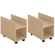 Kit 02 Suportes Para Cpu E Nobreak Com Rodízios Guide L03 Amadeirado