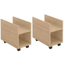 Kit 02 Suportes Para Cpu E Nobreak Com Rodízios Guide L03 Amadeirado - Lyam